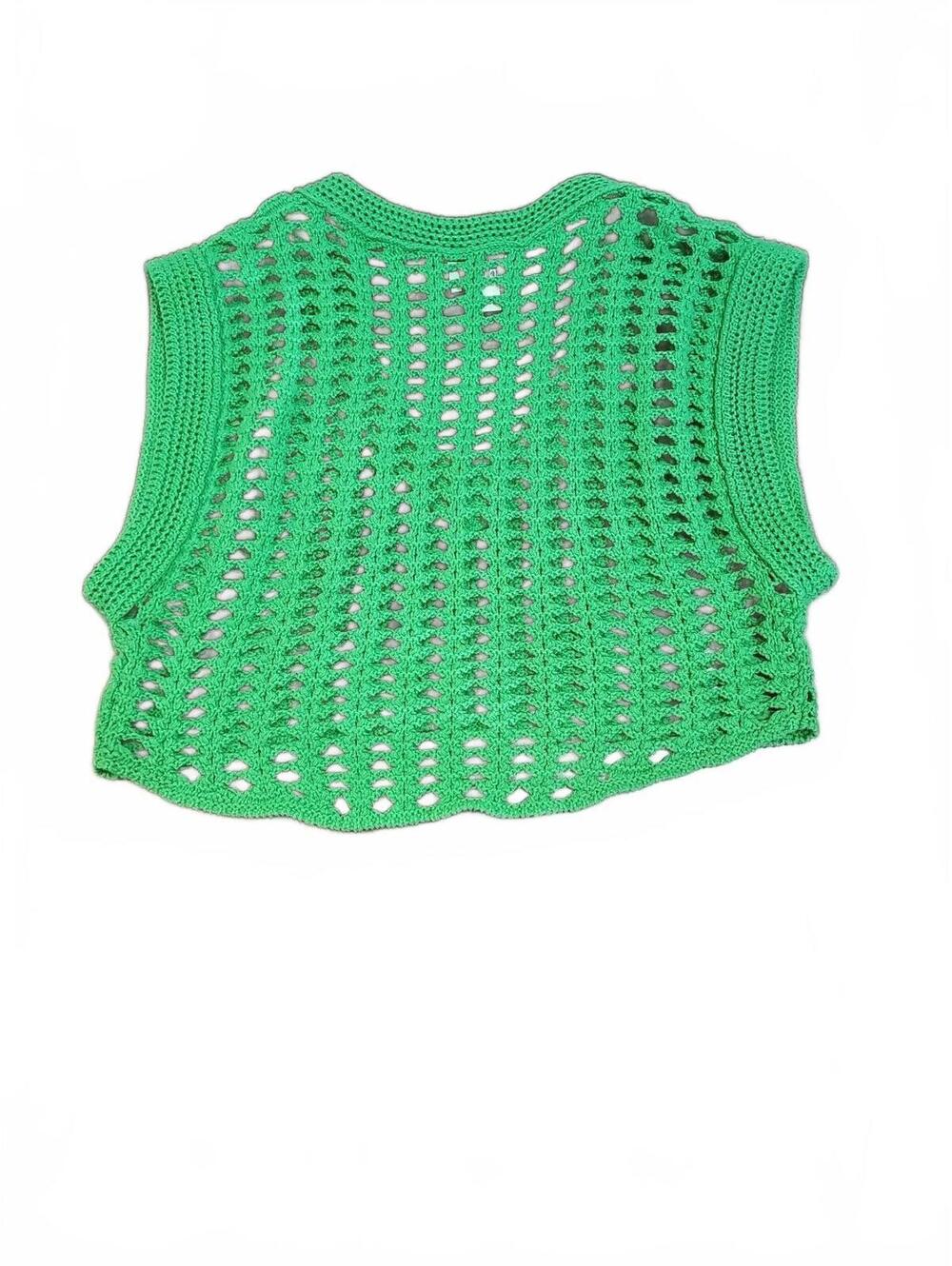BDG Urban Outfitters Open Crochet Vest Crop Top Kelly Green Size XS - Picture 3 of 3